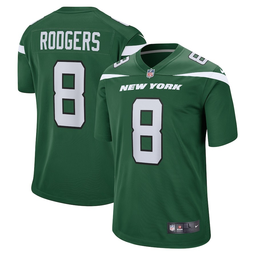 Men's New York Jets Aaron Rodgers Nike Gotham Green Game Jersey - Jersey
