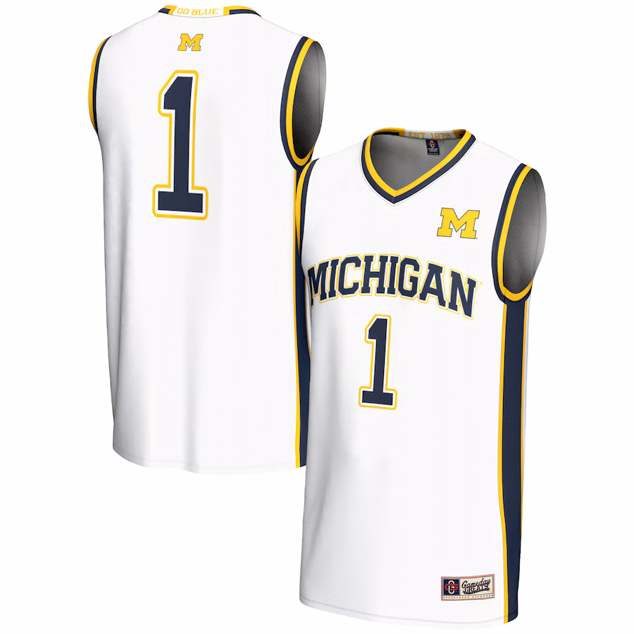 Unisex GameDay Greats #1 White Michigan Wolverines Lightweight Basketball Jersey - Jersey