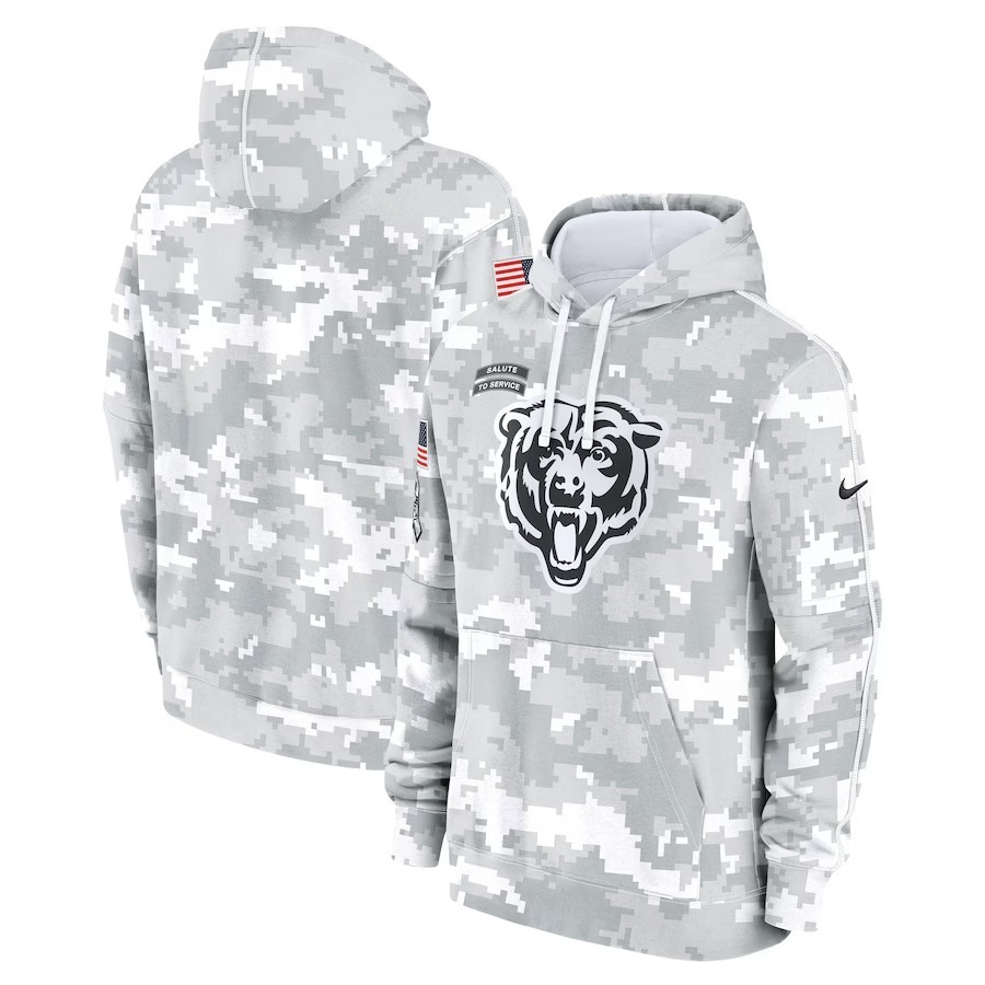 Men's Chicago Bears Nike Arctic Camo 2024 Salute To Service Big & Tall Club Fleece Pullover Hoodie - Jersey