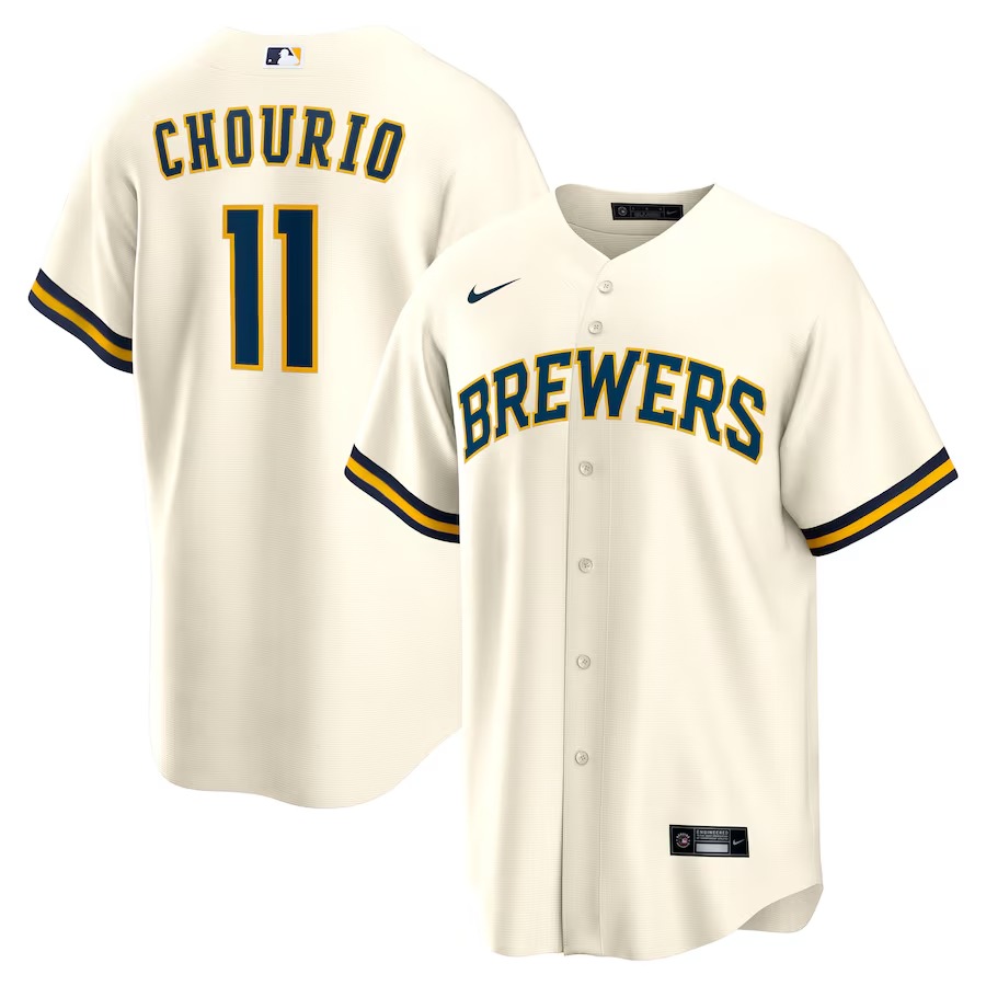 Men's Milwaukee Brewers Jackson Chourio Nike Cream Home Replica Jersey - Jersey