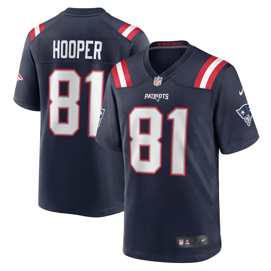 Men's New England Patriots Austin Hooper Nike Navy Game Jersey - Jersey