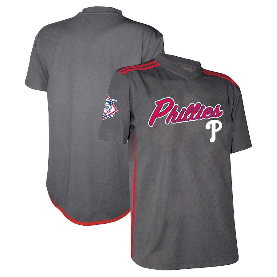 Youth Philadelphia Phillies Stitches Charcoal Team V-Neck Jersey - Jersey