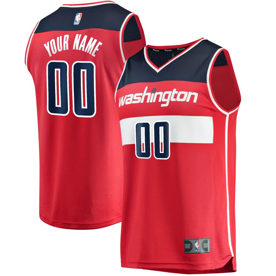 Men's Washington Wizards Fanatics Red Fast Break Custom Replica Jersey - Icon Edition - Jersey