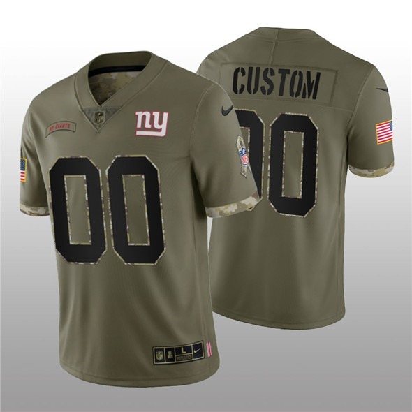 Men's New York Giants ACTIVE PLAYER Custom 2022 Olive Salute To Service Limited Stitched Jersey - Jersey