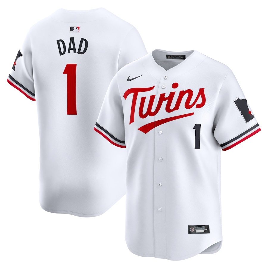 Men's Minnesota Twins Nike White #1 Dad Home Limited Jersey - Jersey