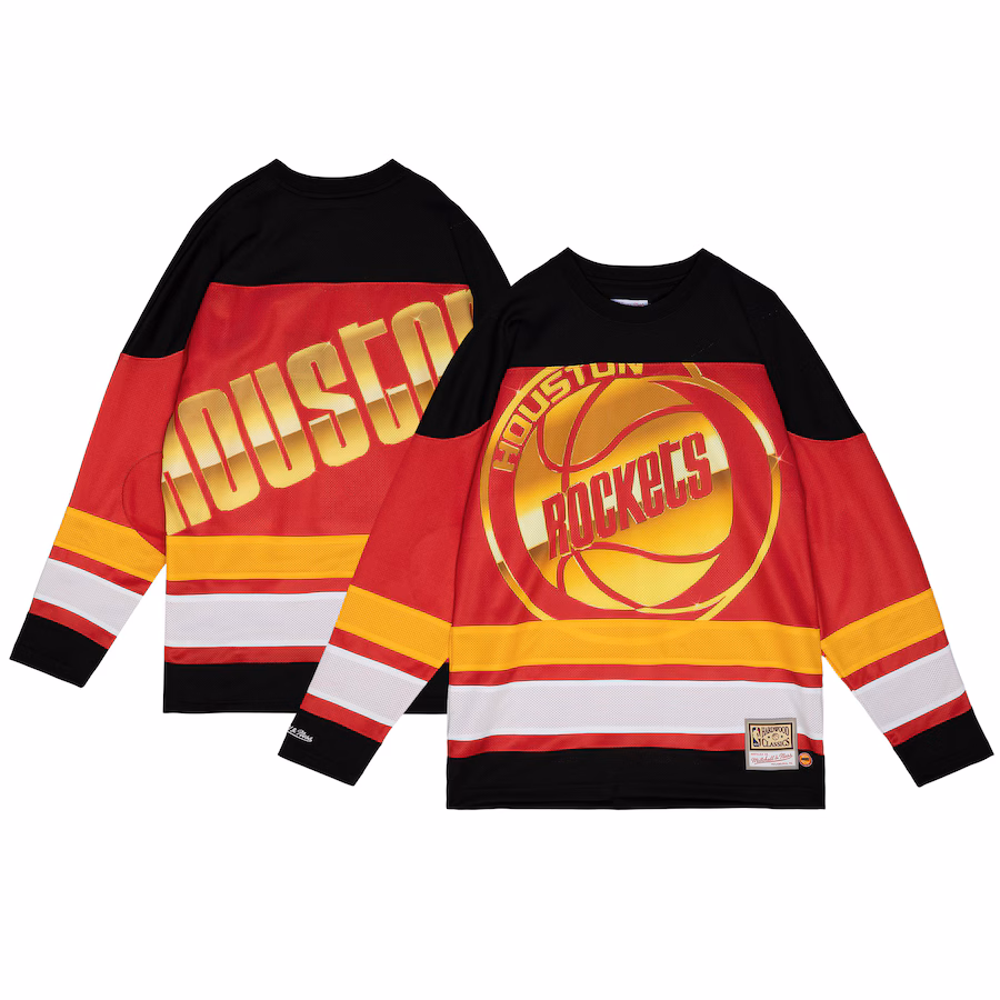 Women's Houston Rockets  Mitchell & Ness Red Hardwood Classics Big Face 4.0 Hockey Jersey - Jersey