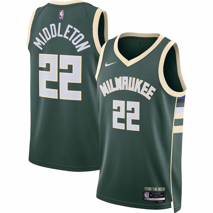 Unisex Milwaukee Bucks Khris Middleton Nike Hunter Green Swingman Jersey - Icon Edition - Jersey