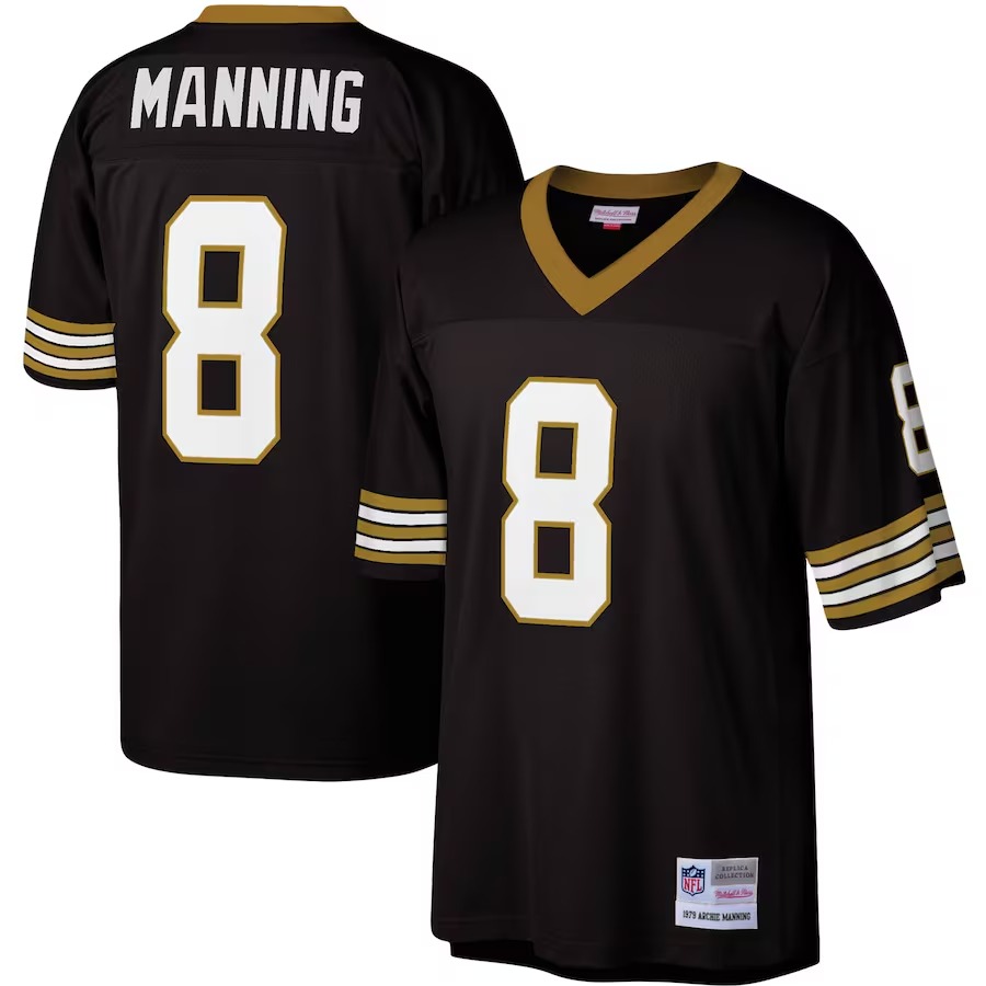 Men's New Orleans Saints Archie Manning Mitchell & Ness Black Legacy Replica Jersey - Jersey