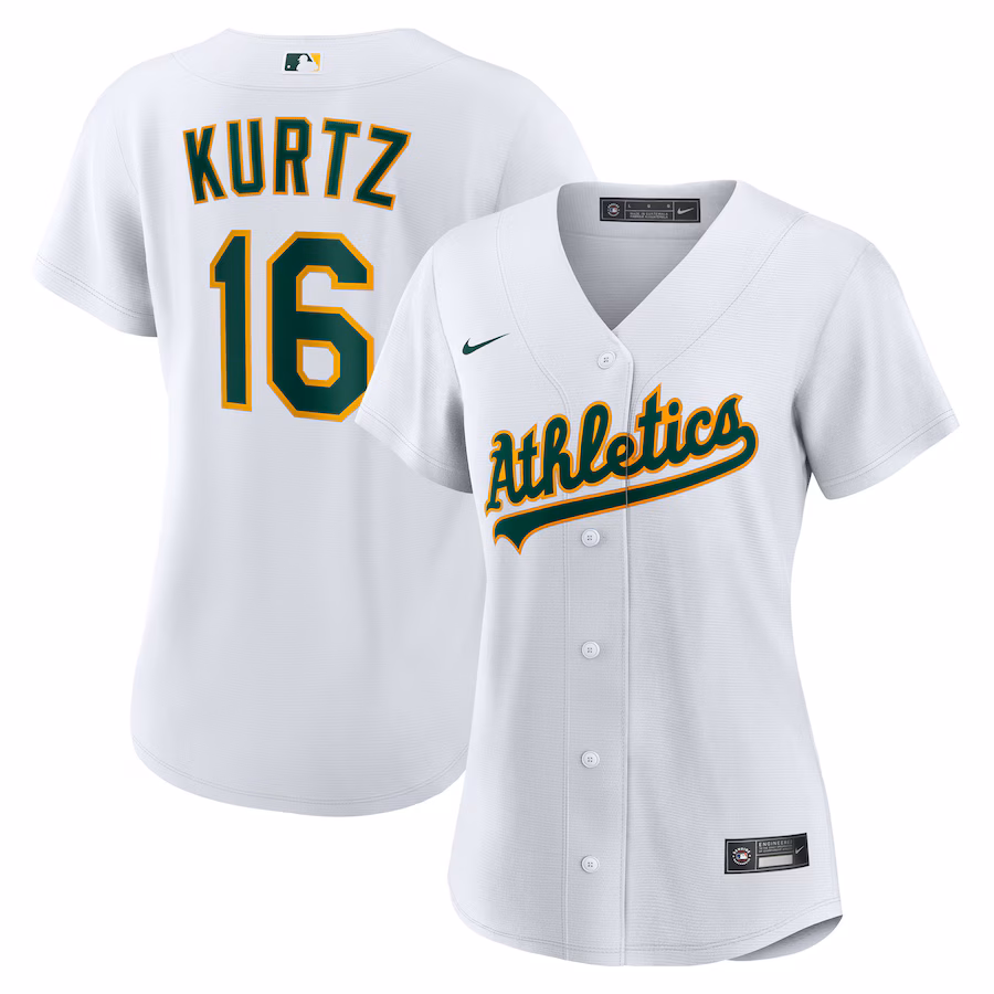 Women's Athletics Nick Kurtz Nike White Home Replica Player Jersey - Jersey