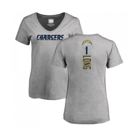 Football Women's Los Angeles Chargers #1 Ty Long Ash Backer T-Shirt - Jersey