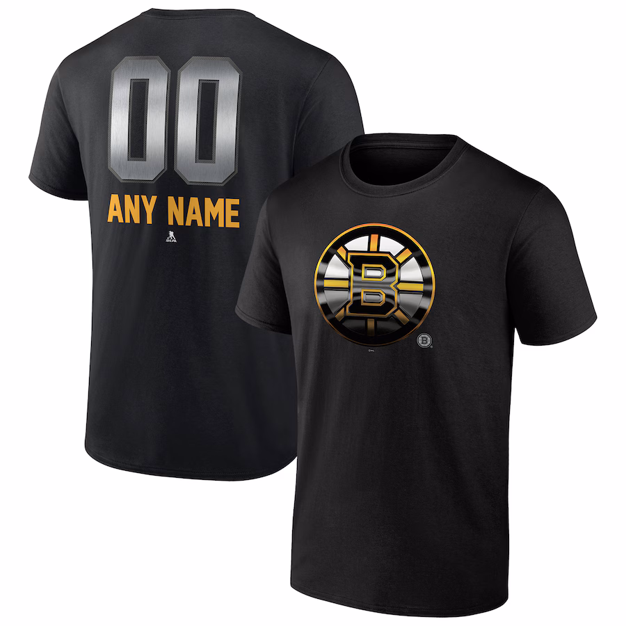Men's Boston Bruins Black Personalized Midnight Mascot Logo T-Shirt - Jersey