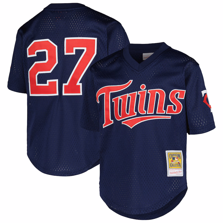 Youth Minnesota Twins David Ortiz Mitchell & Ness Navy Cooperstown Collection Mesh Batting Practice Jersey - Jersey