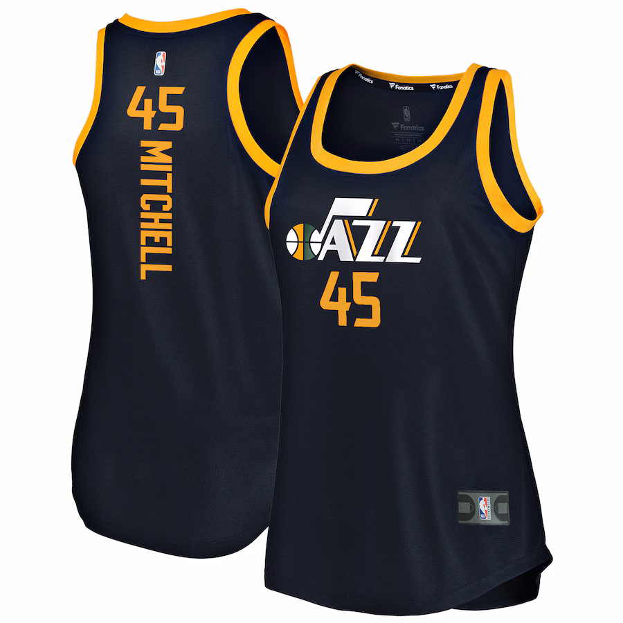 Women's Utah Jazz Donovan Mitchell Fanatics Navy Fast Break Team Tank Jersey - Icon Edition - Jersey