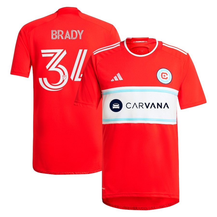 Men's Chicago Fire Chris Brady adidas Red 2024 Return To Red Replica Player Jersey - Jersey