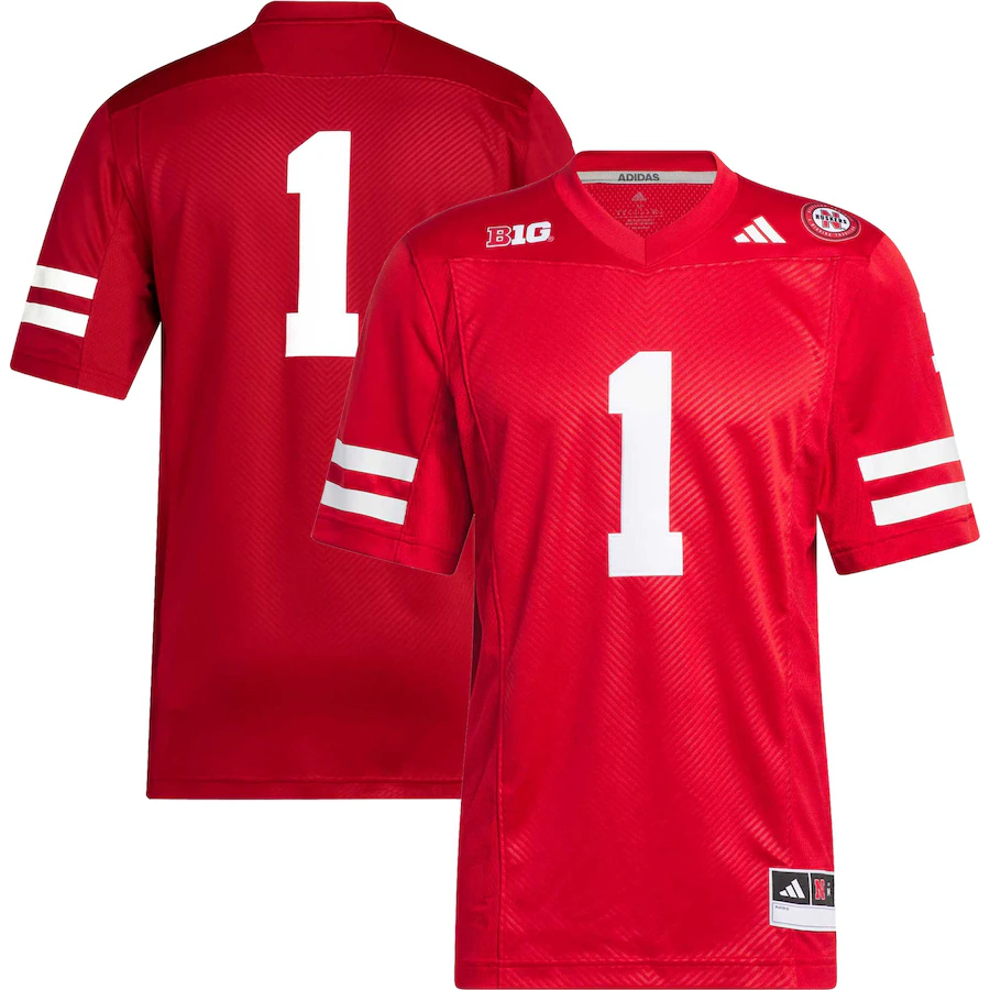Men's adidas #1 Scarlet Nebraska Huskers Premier Football Jersey - Jersey