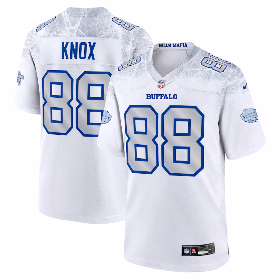 Men's Buffalo Bills Dawson Knox Nike White 2025 Rivalries Collection Game Jersey - Jersey