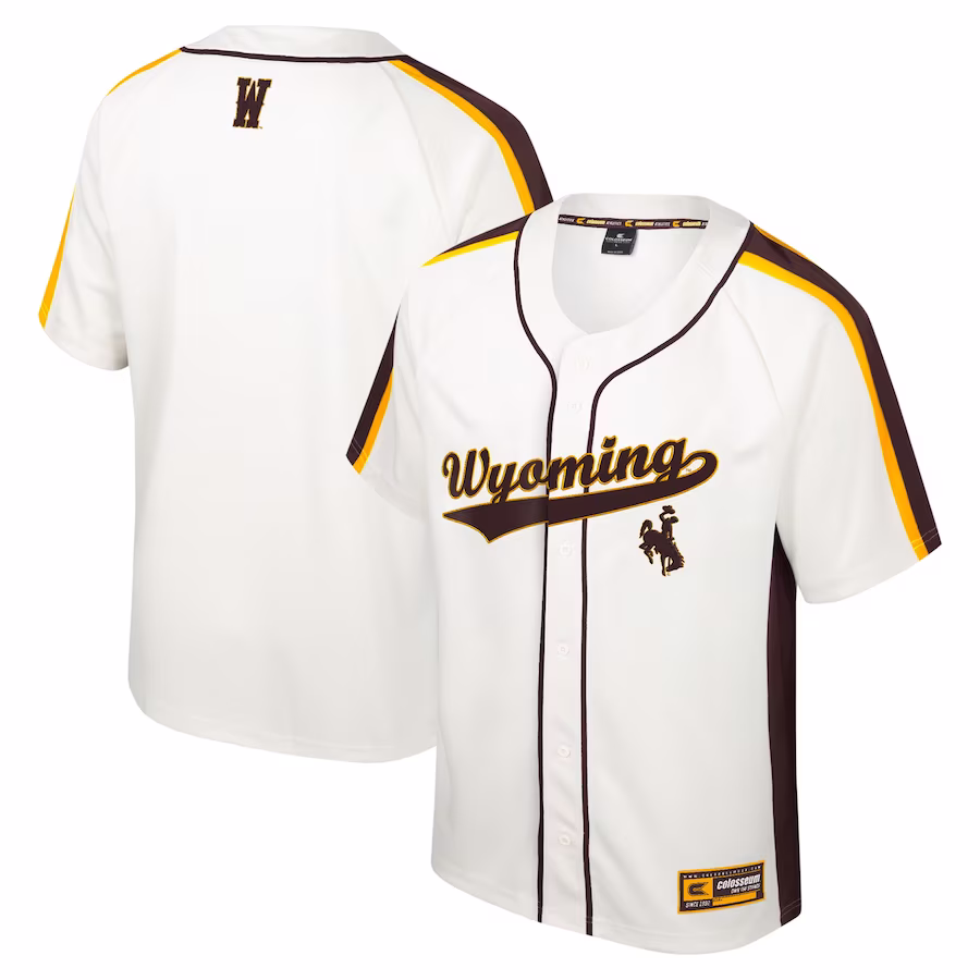 Wyoming Cowboys Colosseum Ruth Button-Up Baseball Jersey - Cream - Jersey