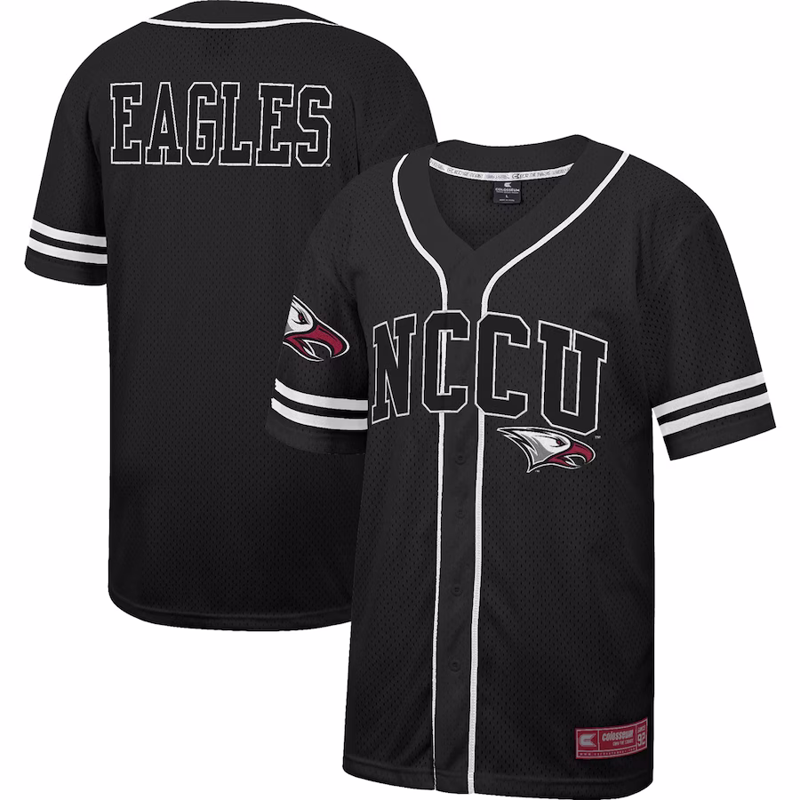 North Carolina Central Eagles Colosseum Free Spirited Mesh Button-Up Baseball Jersey - Black - Jersey