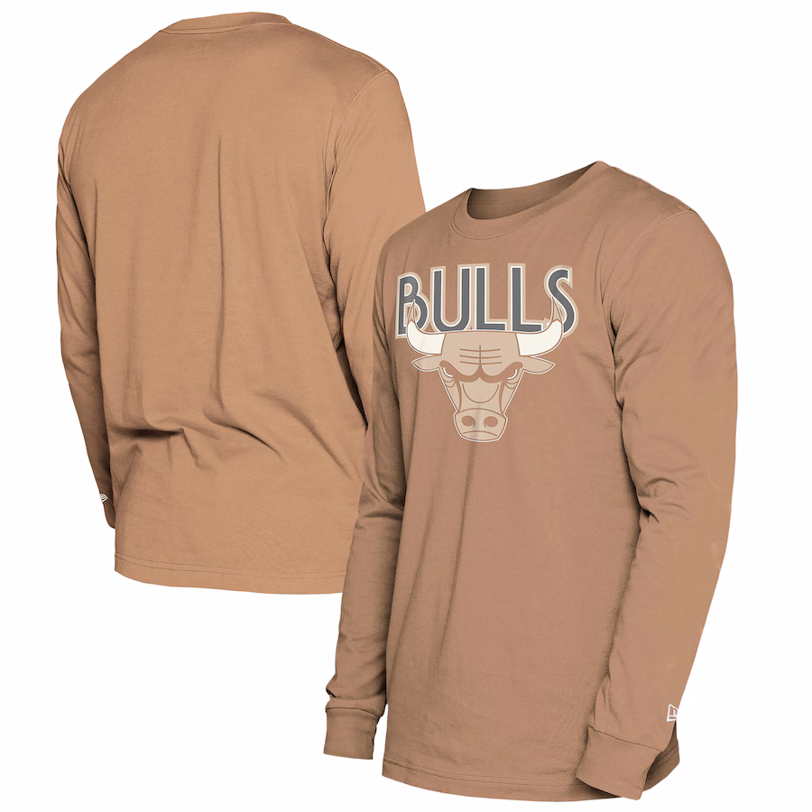 Men's Chicago Bulls  New Era Tan 2024/25 City Edition Long Sleeve T-Shirt - Jersey