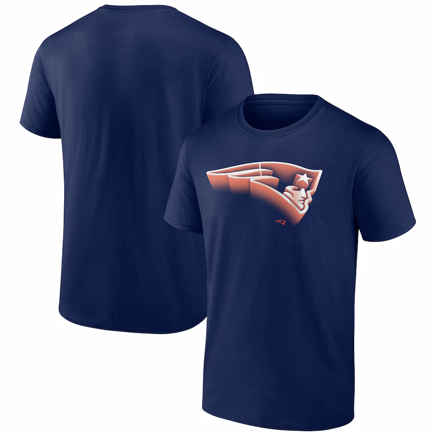 Men's New England Patriots Fanatics Navy Chrome Dimension T-Shirt - Jersey
