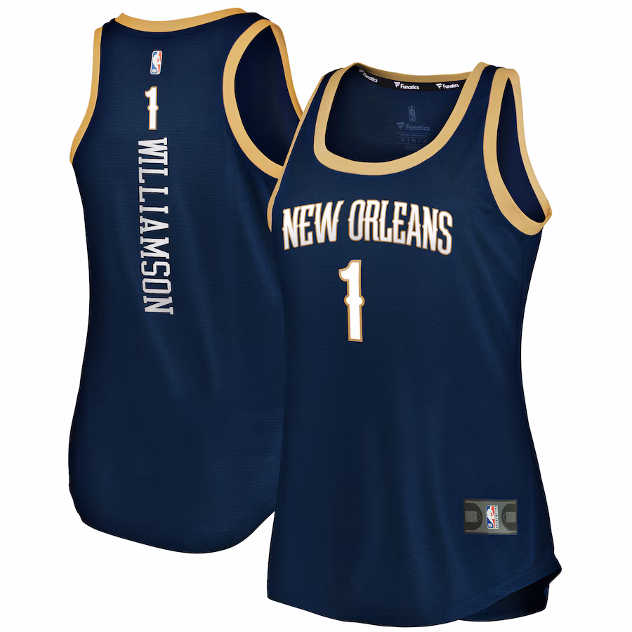 Women's New Orleans Pelicans Zion Williamson Fanatics Navy Fast Break Team Tank Jersey - Icon Edition - Jersey