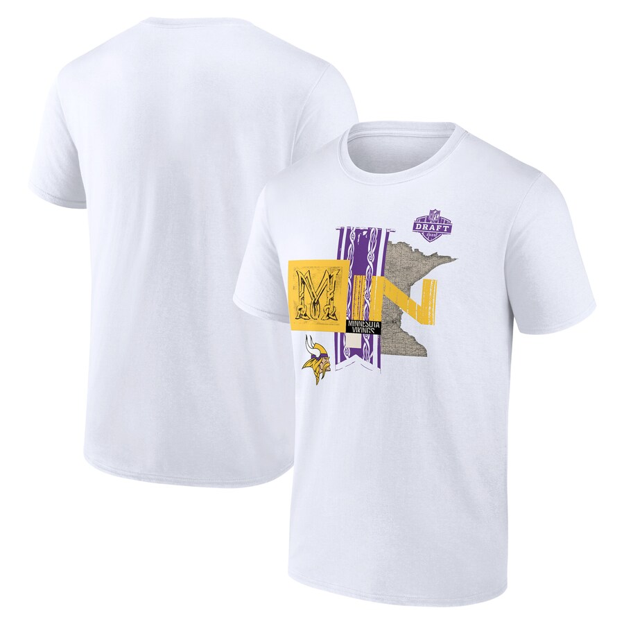 Men's Minnesota Vikings White 2025 NFL Draft T-Shirt - Jersey