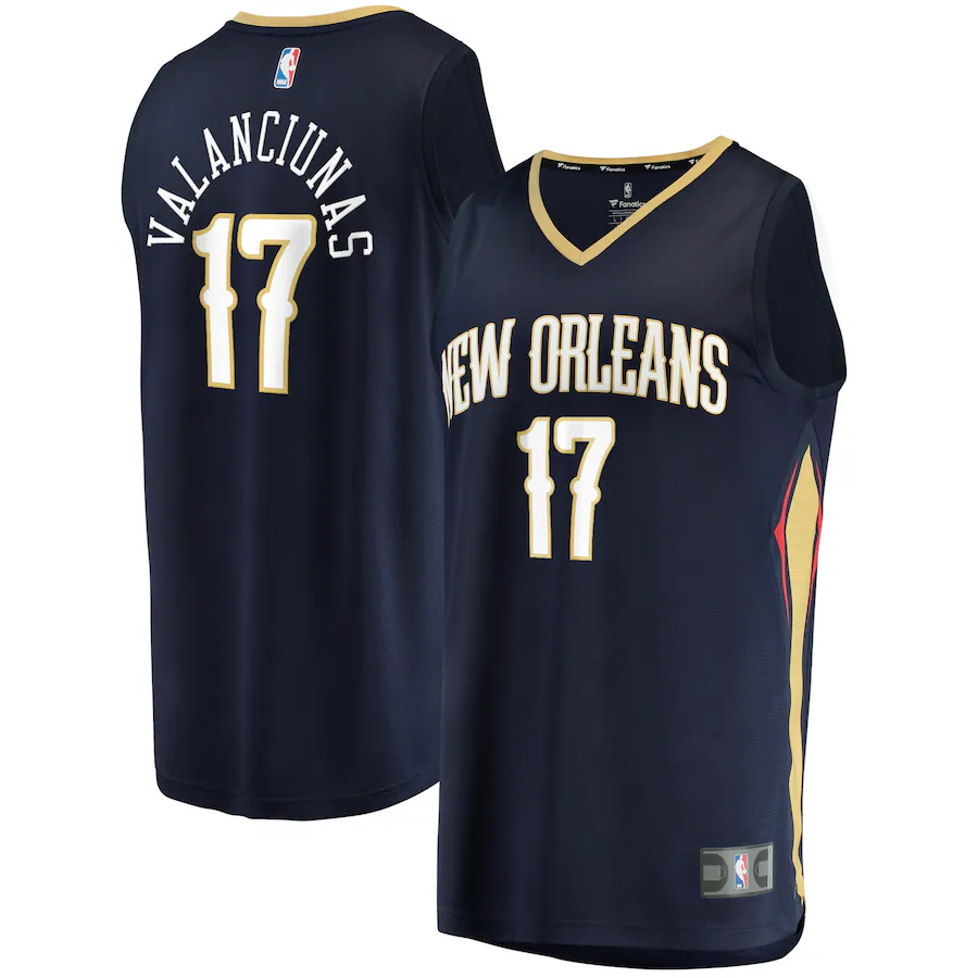 Men's New Orleans Pelicans Jonas Valanciunas Fanatics Navy Fast Break Replica Jersey - Icon Edition - Jersey