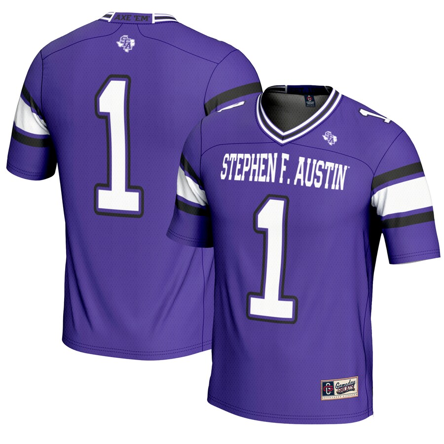 Men's GameDay Greats #1 Purple Stephen F Austin Lumberjacks Endzone Football Jersey - Jersey
