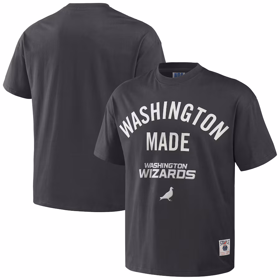 Men's Washington Wizards NBA x Staple Anthracite Heavyweight Oversized T-Shirt - Jersey