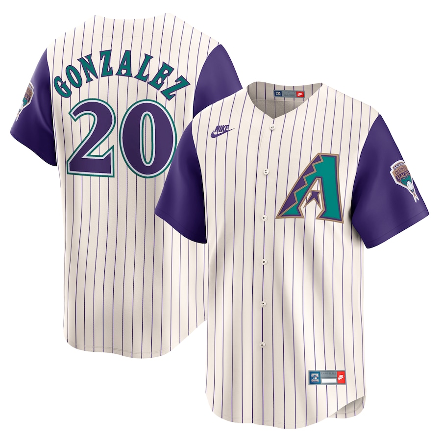 Men's Arizona Diamondbacks Luis Gonzalez Nike Cream Throwback Cooperstown Collection Limited Jersey - Jersey