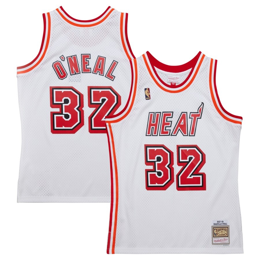 Men's Miami Heat Shaquille O'Neal Mitchell & Ness White 2007/08 Hardwood Classics Swingman Jersey - Jersey