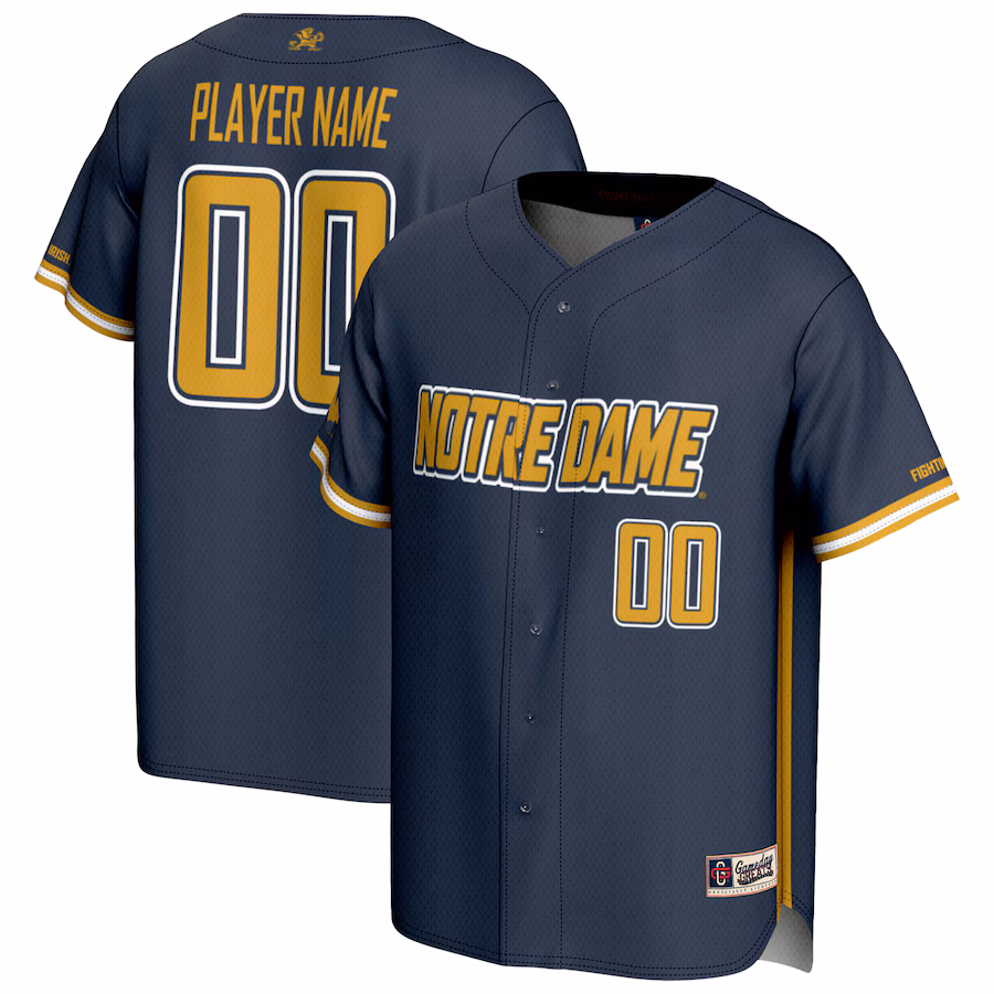 Notre Dame Fighting Irish GameDay Greats Youth NIL Pick-A-Player Baseball Lightweight Jersey - Navy - Jersey