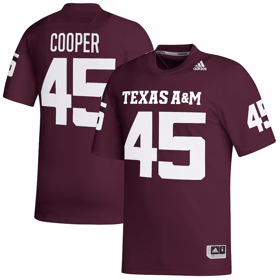 Edgerrin Cooper Texas A&M Aggies adidas NIL Replica Football Jersey - Maroon - Jersey