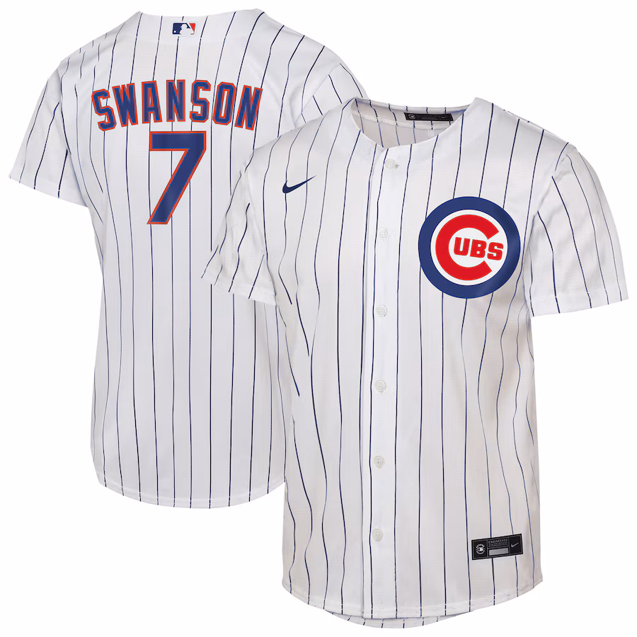 Youth Chicago Cubs Dansby Swanson Nike White Home Replica Player Jersey - Jersey