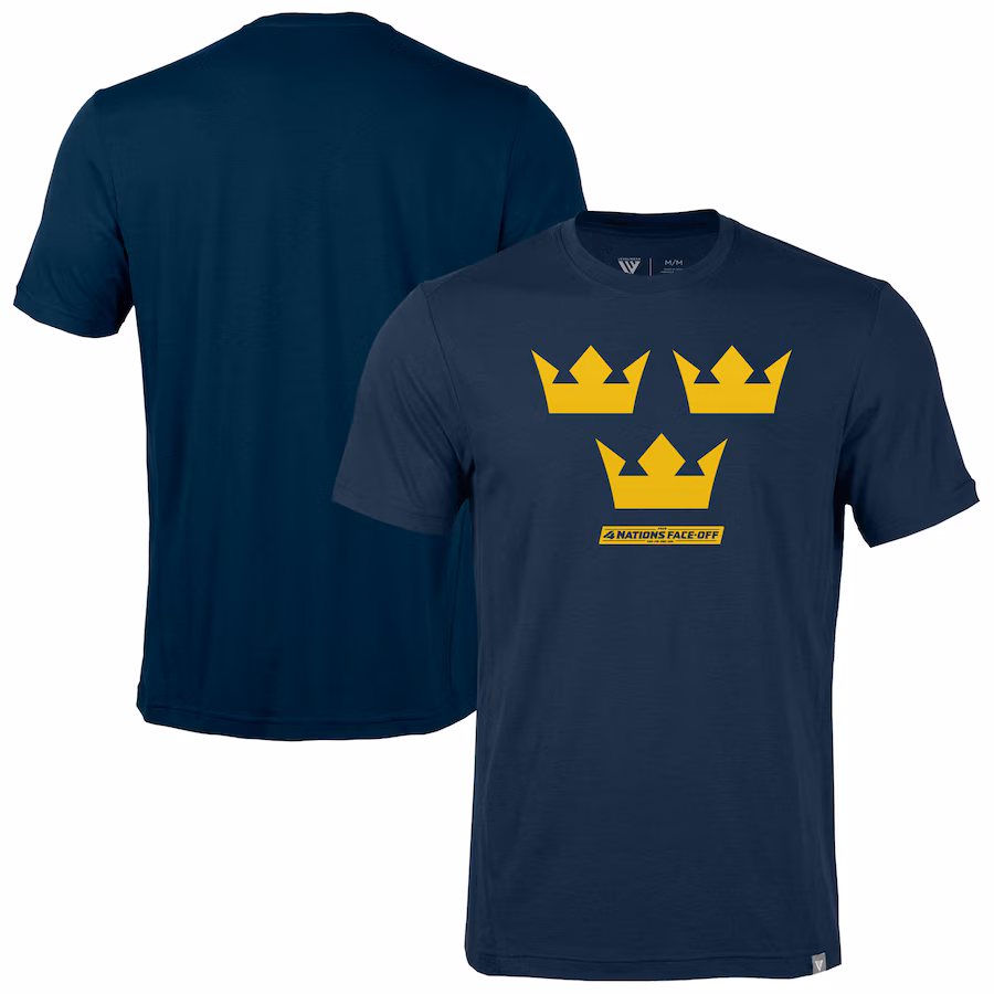 Men's Sweden Levelwear Navy 2025 4 Nations Face-Off Thrive Tri-Blend T-Shirt - Jersey