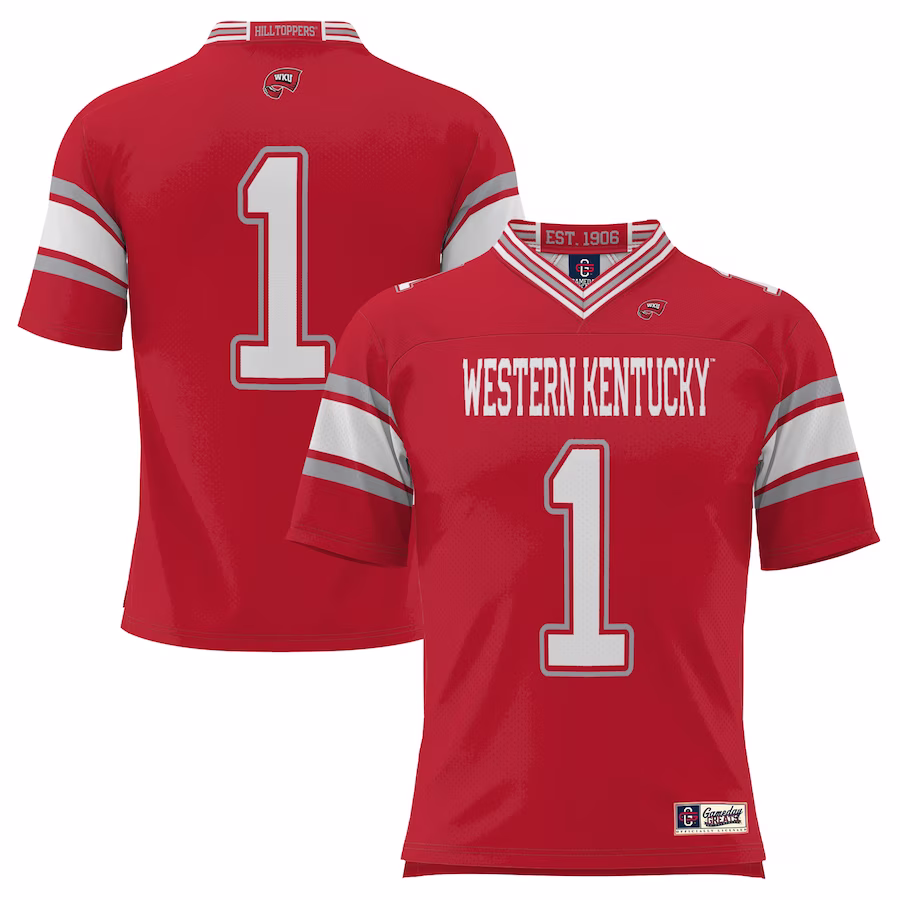 #1 Western Kentucky Hilltoppers GameDay Greats Endzone Football Jersey - Red - Jersey