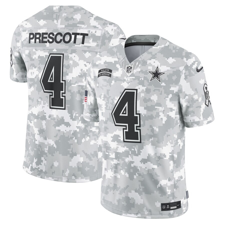 Men's Dallas Cowboys Dak Prescott Nike Arctic Camo 2024 Salute to Service Limited Jersey - Jersey