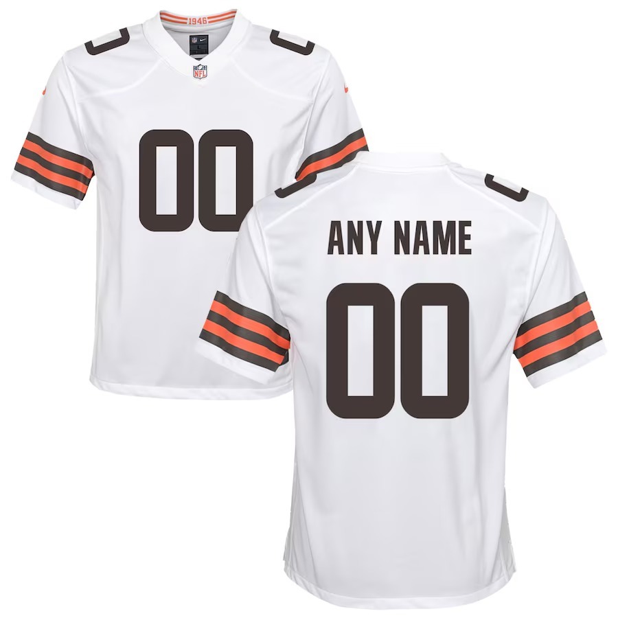 Youth Nike Cleveland Browns White Custom Game Jersey - Jersey