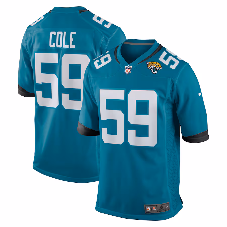 Men's Jacksonville Jaguars Myles Cole Nike Teal Team Game Jersey - Jersey
