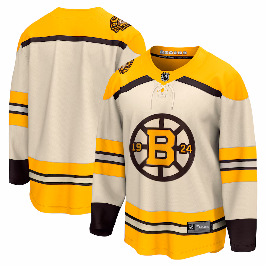 Men's Boston Bruins Fanatics Cream 100th Anniversary Premier Breakaway Jersey - Jersey
