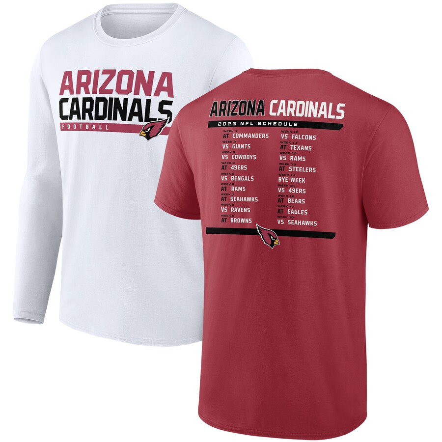 Men's Arizona Cardinals Fanatics Cardinal/White Two-Pack 2023 Schedule T-Shirt Combo Set - Jersey