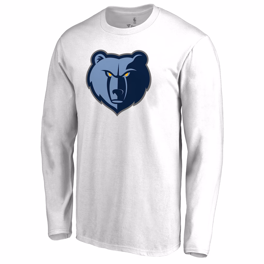 Men's Memphis Grizzlies White Primary Logo Long Sleeve T-Shirt - Jersey
