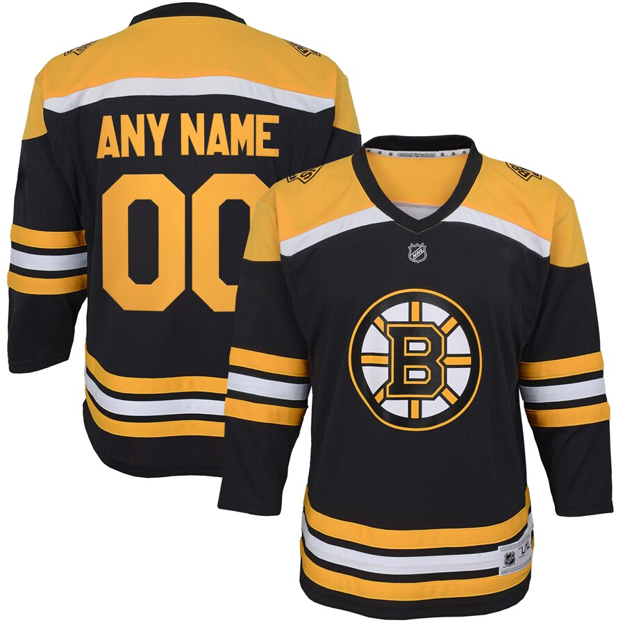 Youth Boston Bruins Black Home Replica Custom Jersey - Jersey