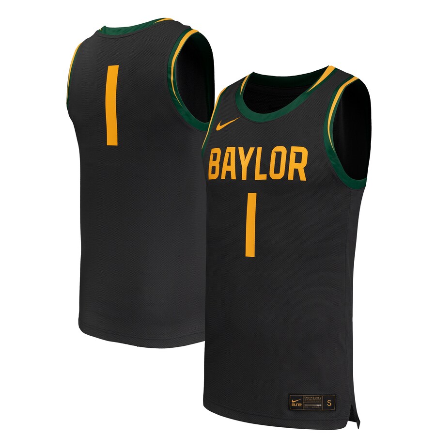 Men's Nike #1 Black Baylor Bears Replica Basketball Jersey - Jersey