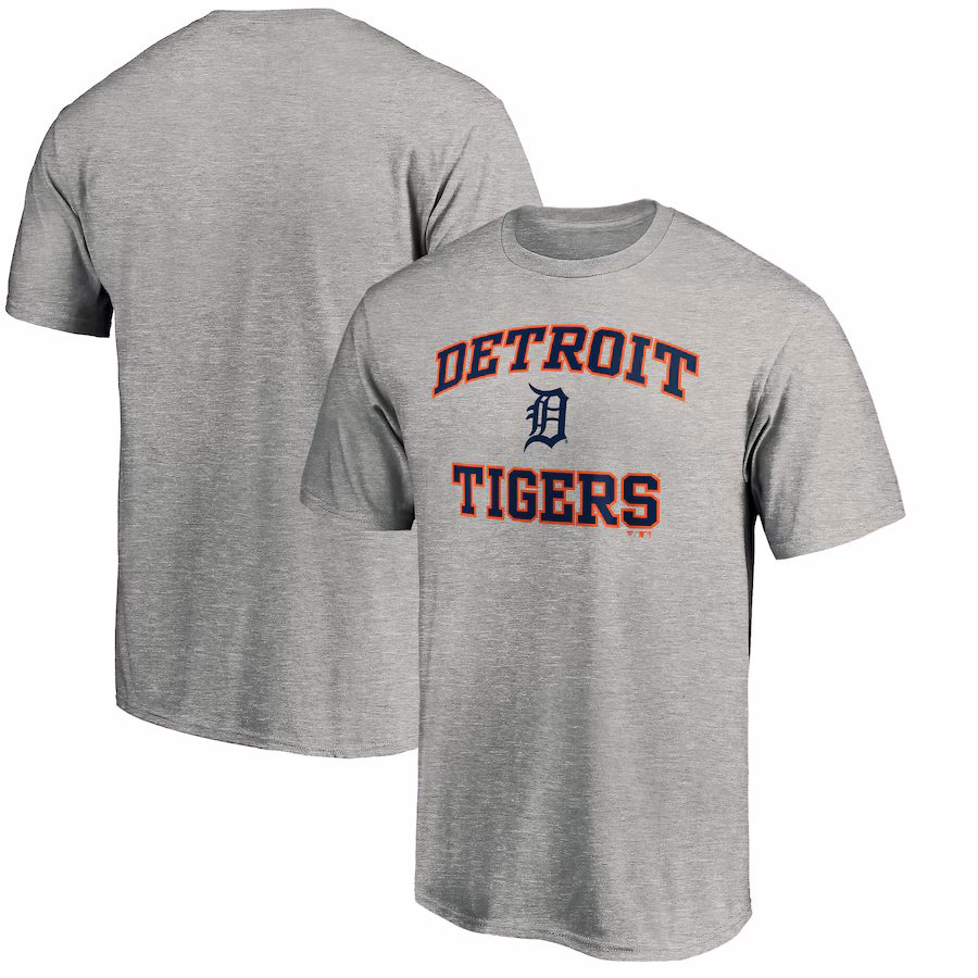 Men's Detroit Tigers Fanatics MTO Label Heather Gray Heart & Soul T-Shirt - Jersey