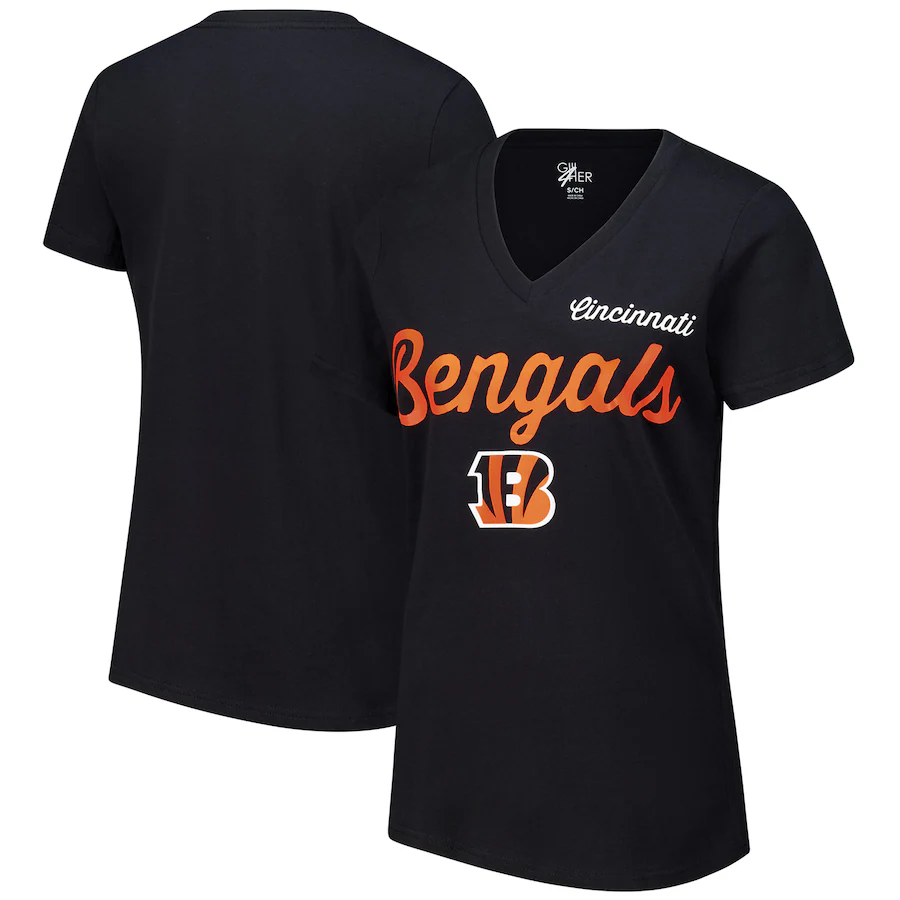 Women's Cincinnati Bengals G-III 4Her by Carl Banks Black Post Season V-Neck T-Shirt - Jersey