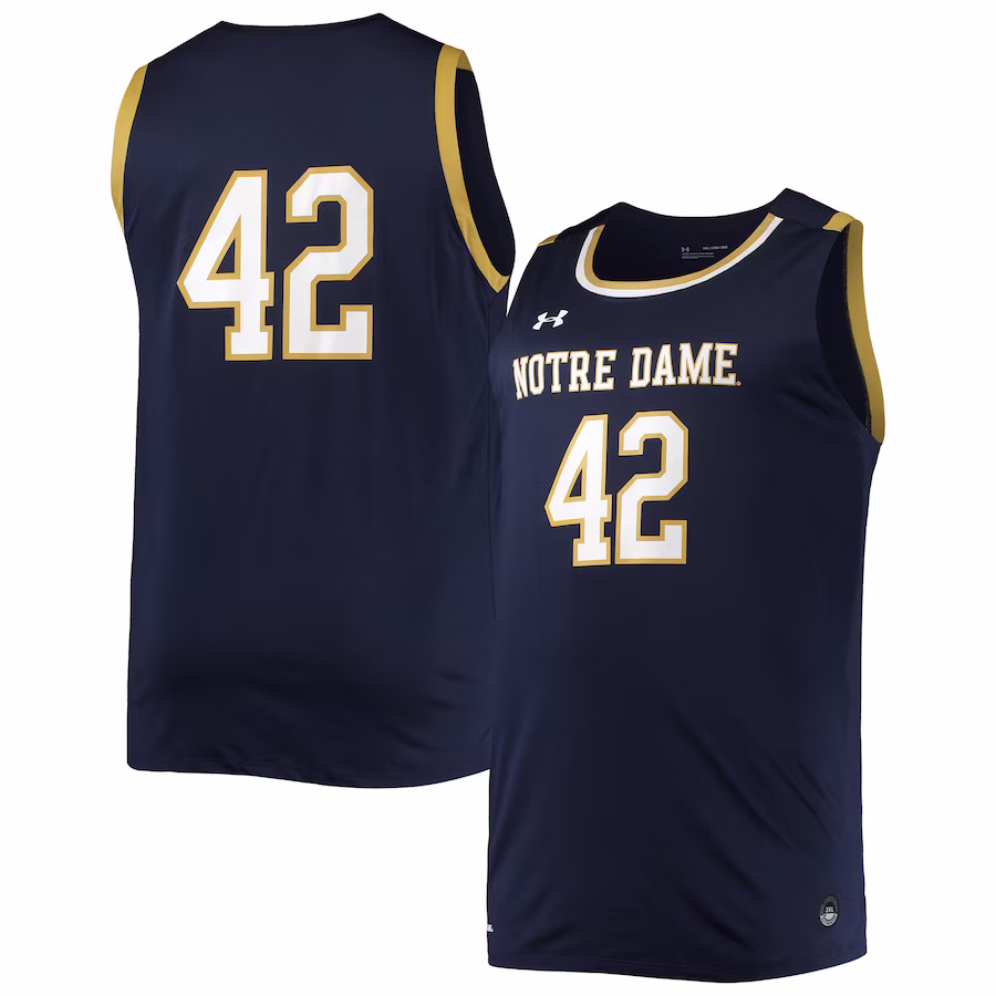 #42 Notre Dame Fighting Irish Under Armour Replica Basketball Jersey - Navy - Jersey