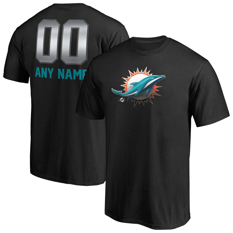 Men's Miami Dolphins Black Personalized Midnight Mascot T-Shirt - Jersey