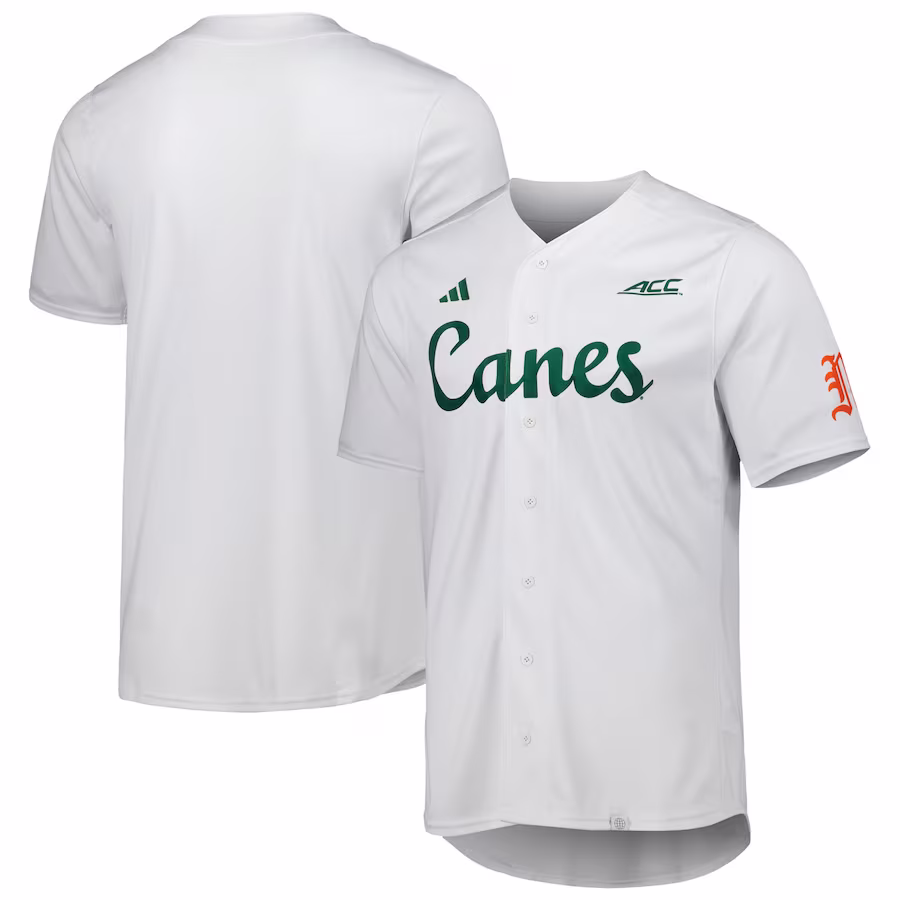 Miami Hurricanes adidas Team Baseball Jersey - White - Jersey
