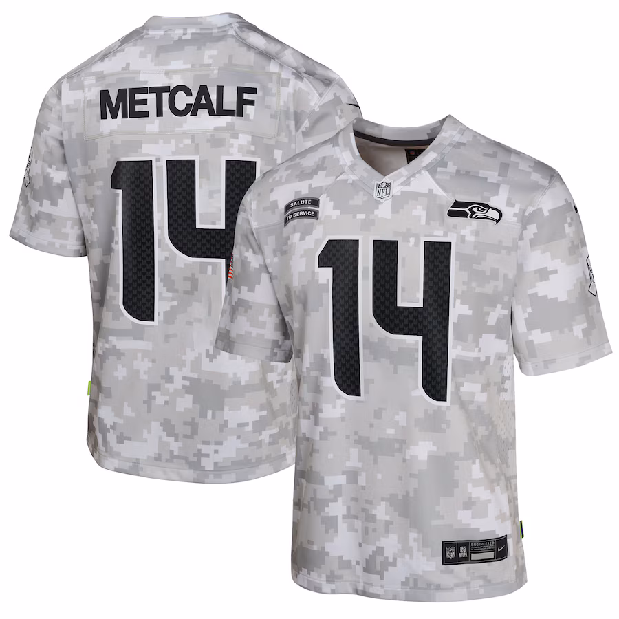 Youth Seattle Seahawks DK Metcalf Nike Arctic Camo 2024 Salute to Service Game Jersey - Jersey